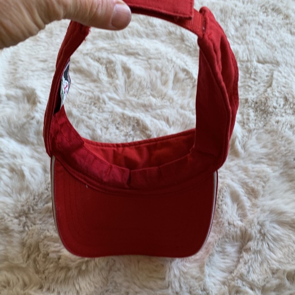 VINTAGE Trojan Brand Hat Red Visor Strap Back 90s - Picture 5 of 5